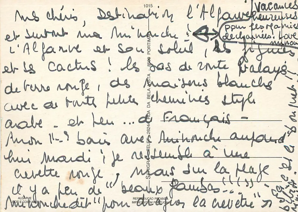 अलगर्वे — कंक्रीट के रस्सा सड़क जहां एक आदमी और गधा है — प्रकाशक सर्जियो डा बेला विस्टा, संख्या 1015 - पीछे