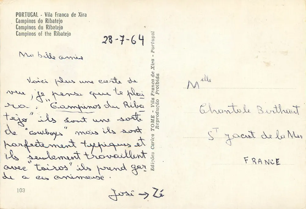 Campinos du Ribatejo — Portugal — Éditions Carlos TOME, n°103 - Rückseite