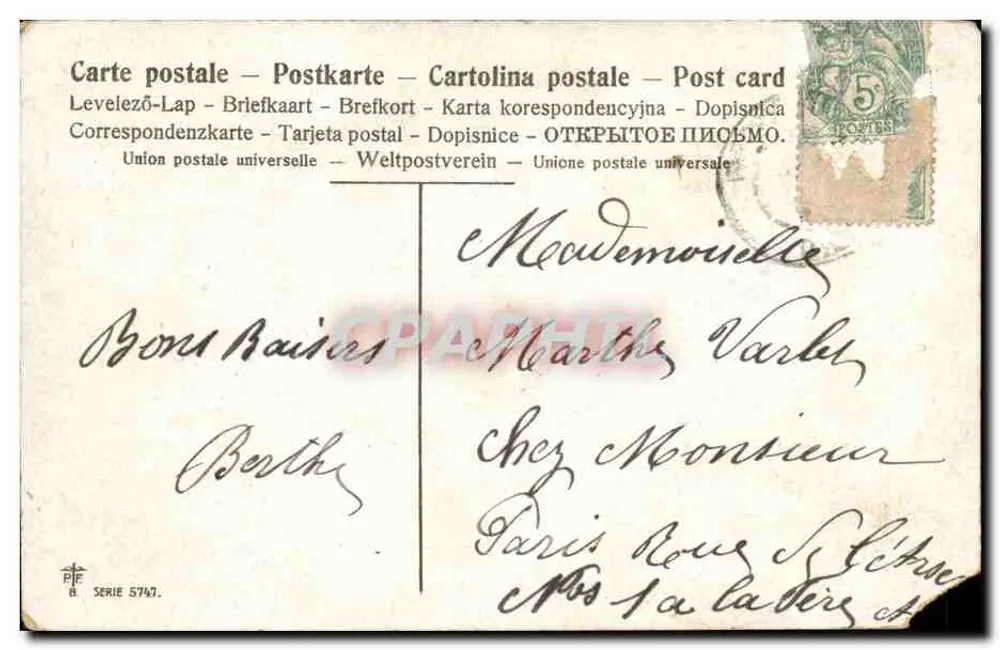 Bebês em couve-flor — Ao desvio do caminho — série 5743, editor P.F. - Verso