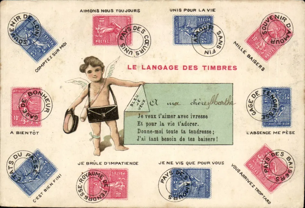 Cupid — Sprache der Briefmarken — Anonymer Verleger, Seriennummer nicht sichtbar - Vorderseite