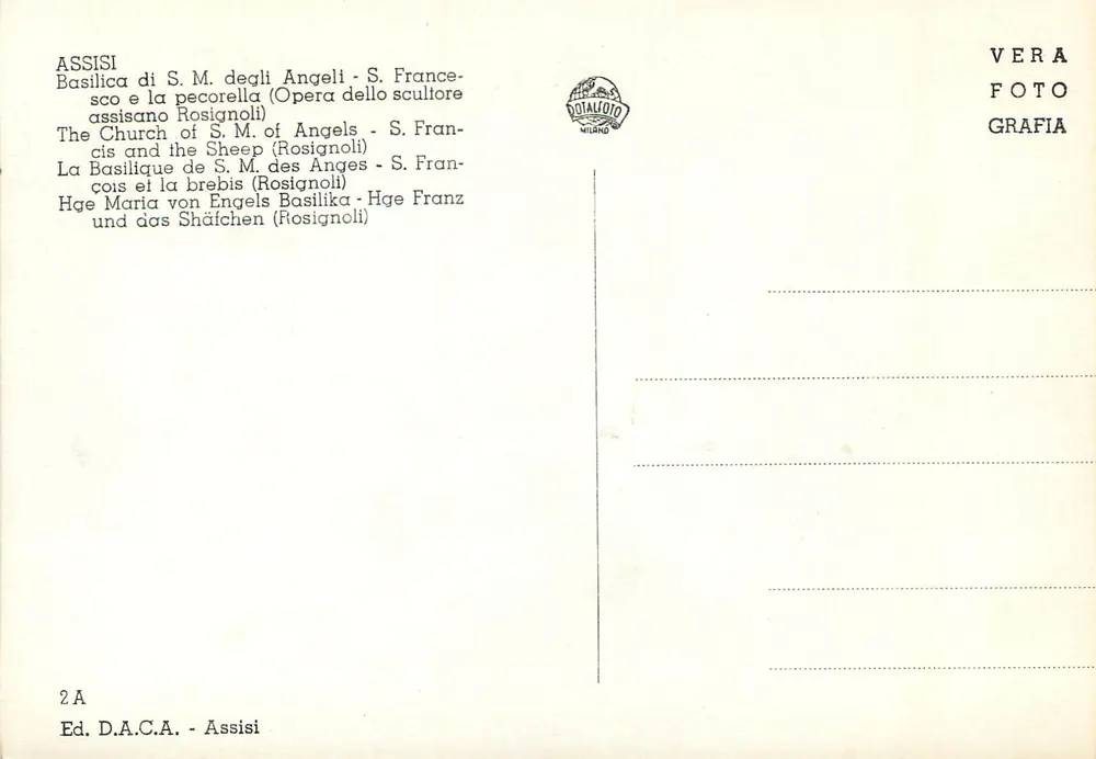 Assisi — Basilica di S. M. degli Angeli - S. Francesco e l'agnello (Rosignoli) - Verso