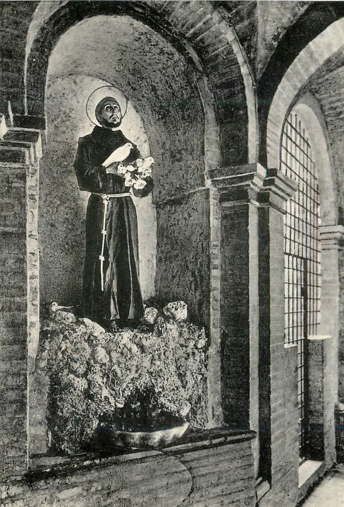 Santuarium der hl. Maria der Engel — Assisi — hl. Franziskus und die Tauben — Fotocristallo ALTEROCCA-TERNI n° 4383 - Vorderseite