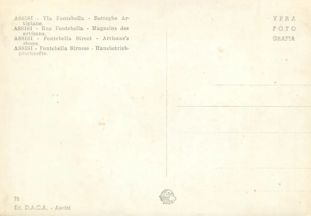 Assisi - Via Fontebella - Ed. D.A.C.A. - n°73 - Rückseite