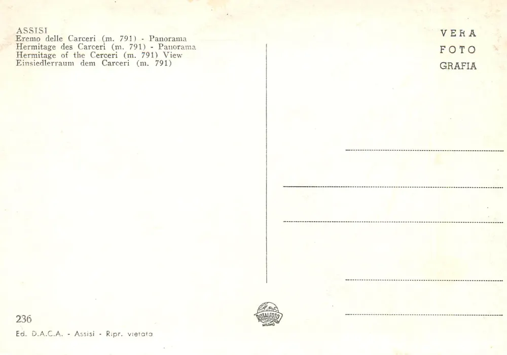 Assis — Erêmio dos Carceri (m. 791) — Ed. D.A.C.A. - Assis - Rep. proibida - Verso