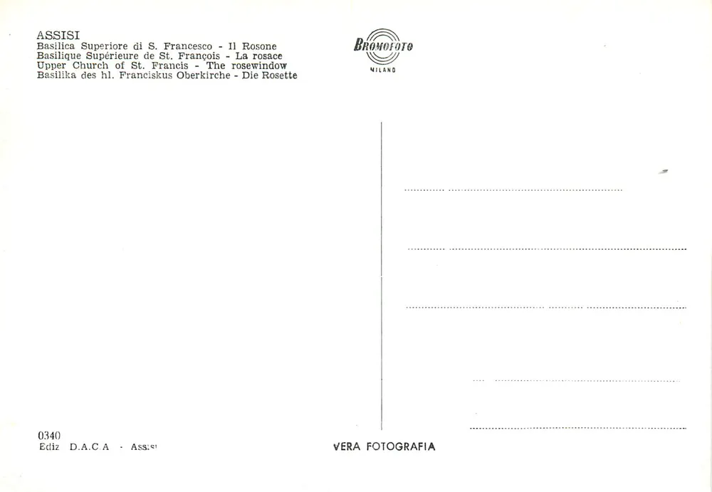 Assis — Rosone da Basílica Superior de São Francisco — Bromofoto Milão - Verso