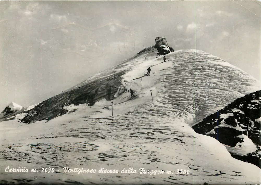 Cervinia m. 2050 — Descida vertiginosa da Furggen m. 3500 — Ed. De Guio - Cervinia - Frente