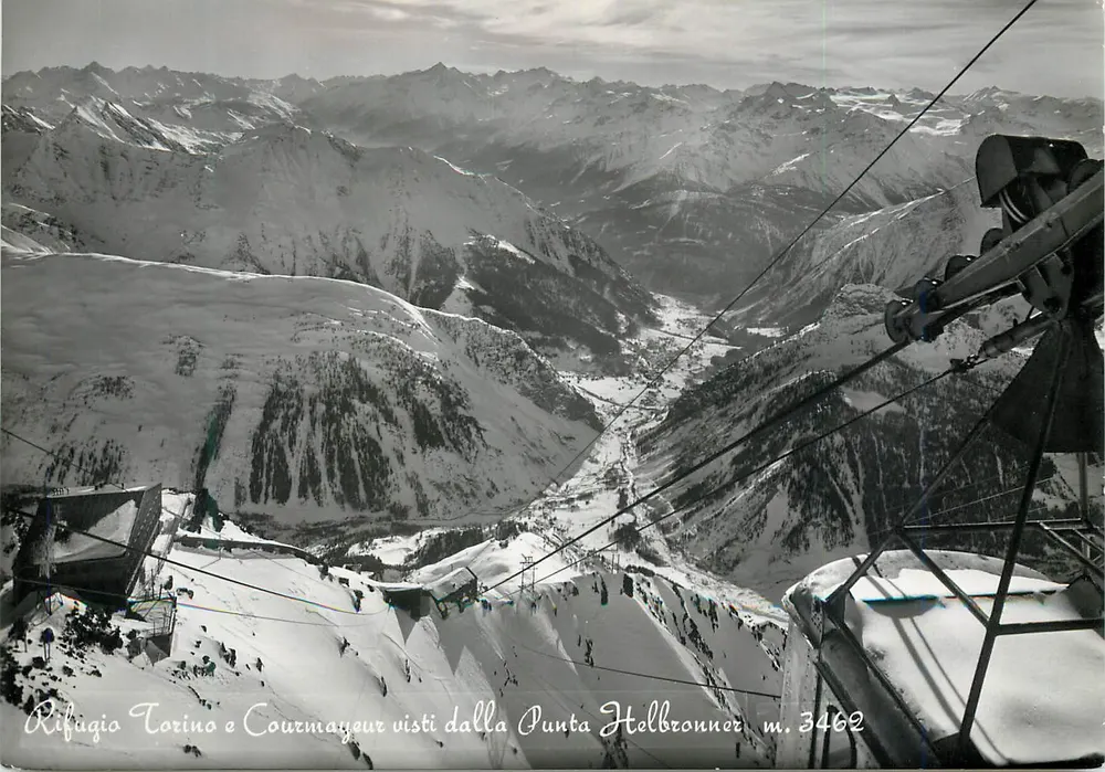 Refugio Torino y Courmayeur vistos desde la punta Helbronner — m. 3462 — Edición Souvenir di Punta Helbronner - Anverso