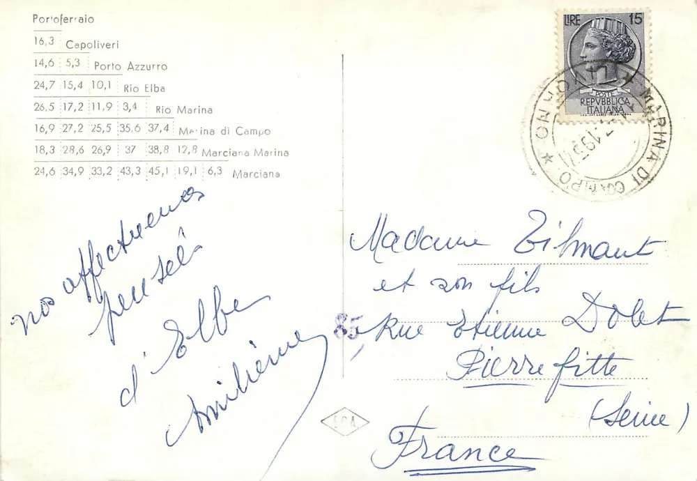 Ilha d'Elba — a pérola do mar Tirreno — carta postal ilustrada - Verso