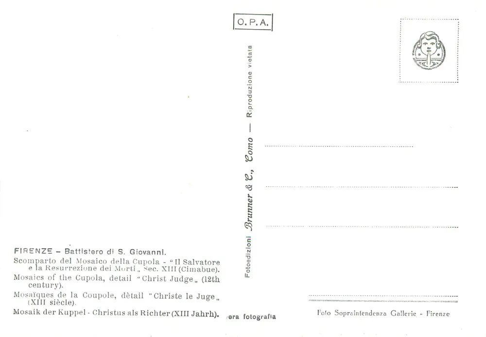 FIRENZE – Baptisterium von S. Giovanni – Teil des Mosaiks der Kuppel «Il Salvatore e la Resurrezione dei Morti» – 13. Jahrhundert – (Cimabue) - Rückseite
