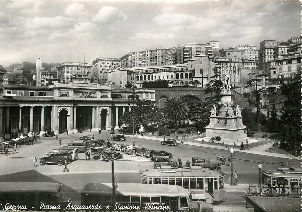 Genova - Piazza Acquaverde i Stacja Principe — Wydawca S.A.F. nr 7 - Awers