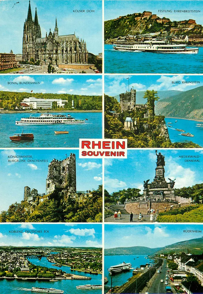 Rhein Souvenir — Colagem de locais renanos — editor Krüger, n° 936/207 - Frente