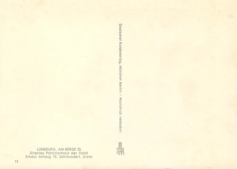 Luneburg, Am Berge 35 — Ältester Patrizierhaus der Stadt — Deutscher Kunstverlag, München Berlin - Rückseite