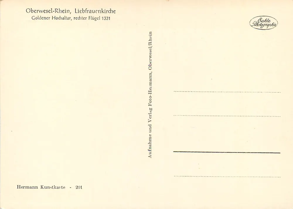 Oberwesel-Rhein, Liebfrauenkirche — Goldener Hochaltar, rechter Flügel 1331 — Hermann Kunstkarre - 201 - Rückseite