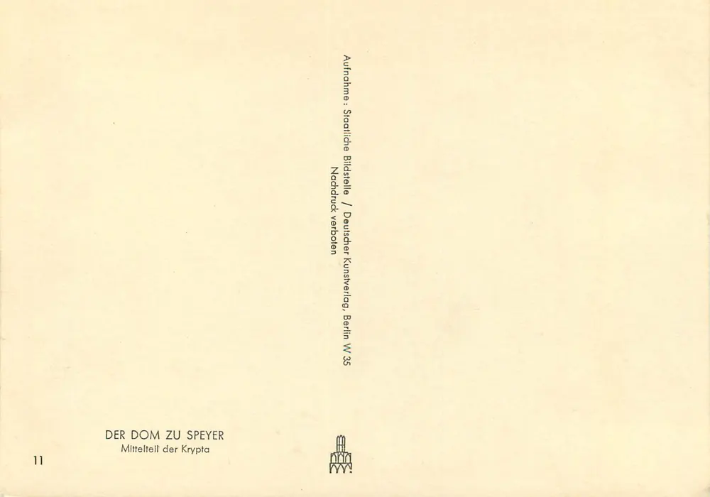 Cripta do Dom de Speyer — vista interior — Deutscher Kunstverlag Berlin W 35 - Verso
