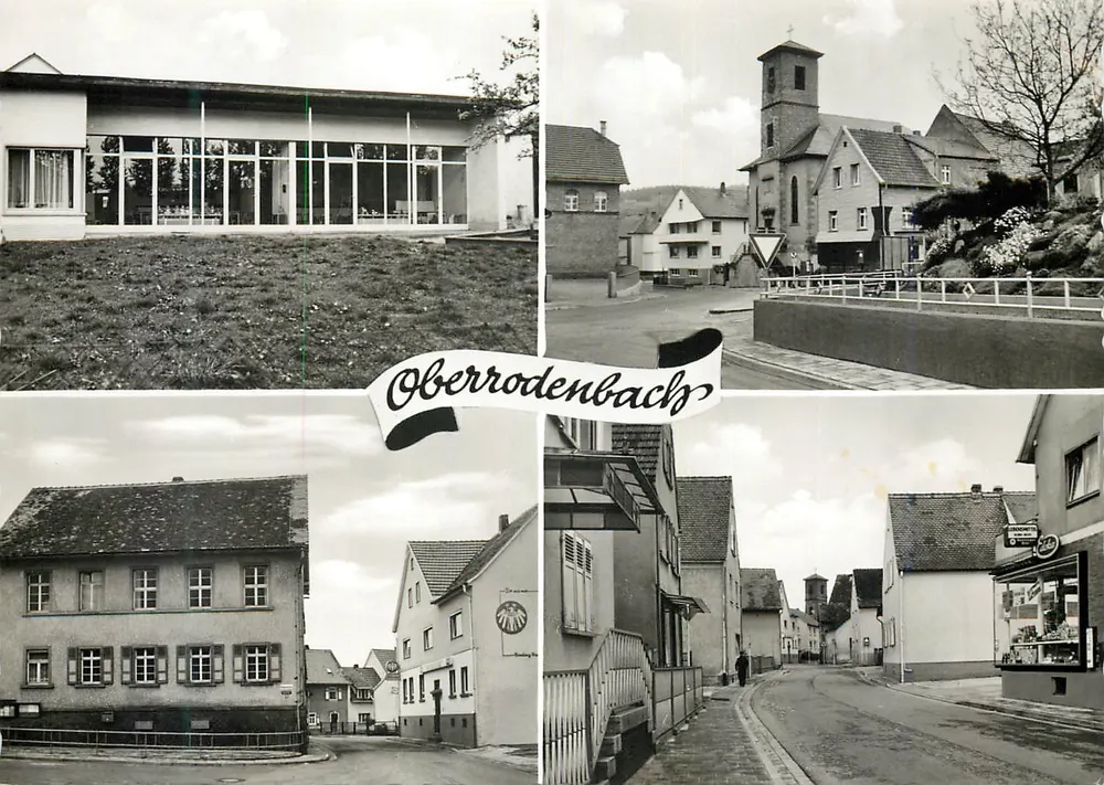 Oberrodenbach — vista da nova igreja, da rua e das casas — Glogner & Sohn, Neckargemünd - Frente