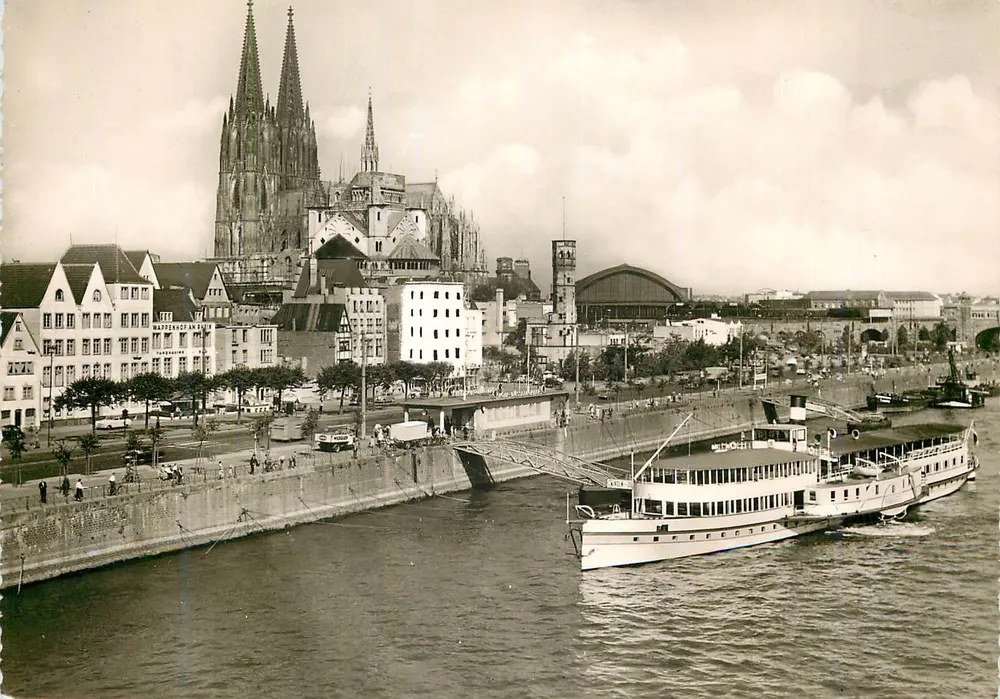 Köln nad Rynem — Rzeka z katedrą — Bahnkohlenhandlung, Gerhard Ludwig, Köln am Rhein - Awers