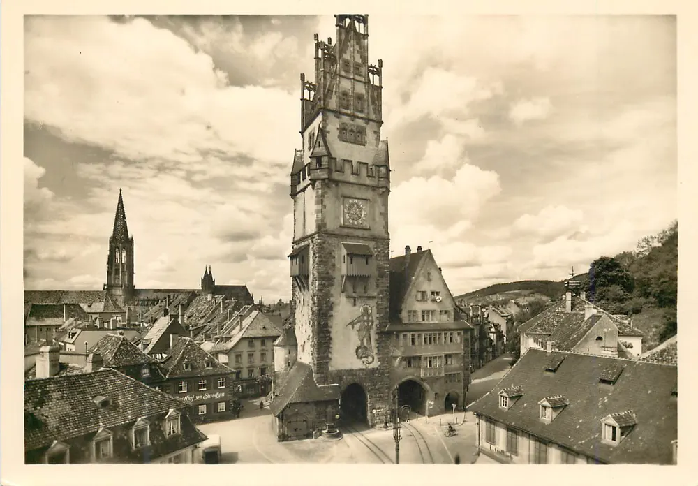 Freiburg im Breisgau — Wieża Schwaebenbrücki — wydawnictwo Schmelzer-Nicolai-Verlag, seria Br. Nr. 23c - Awers