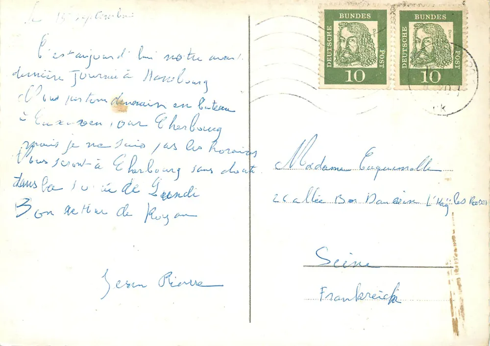 Hamburgo — Rathaus — editor desconhecido, número de série não visível - Verso