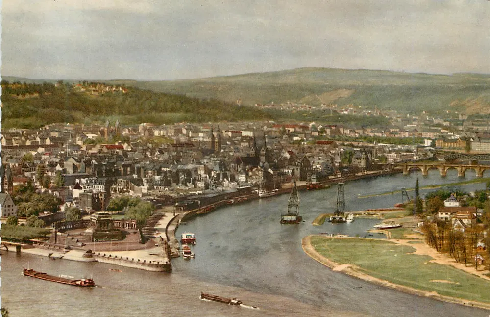 Koblenz am Rhein — Deutsches Eck und Moselmündung — Hans Haritz, Rh 5053 - Recto