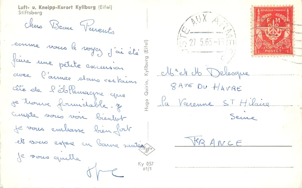 Kyllburg (Eifel) — Stiftsberg — Hugo Quirin, Ky 057/61/1 - Rückseite