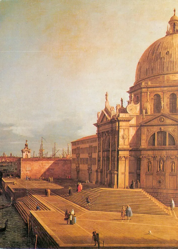 Venedig: Der Eingang zum Grand Canal mit der Kirche della Salute (Detail) — Canalèto, 1738-42, Sammlung Bührle, Zürich - Vorderseite
