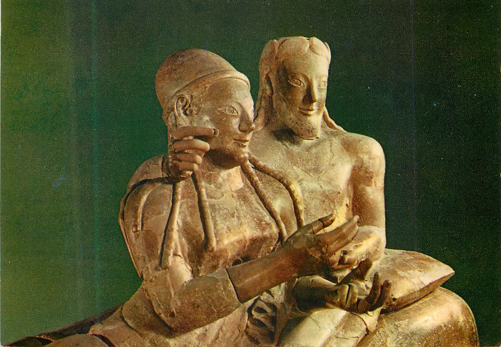Detail des Sargophags der Eheleute — Mitte des 6. Jahrhunderts v. Chr. — Nationalmuseum Villa Giulia, Rom - Vorderseite