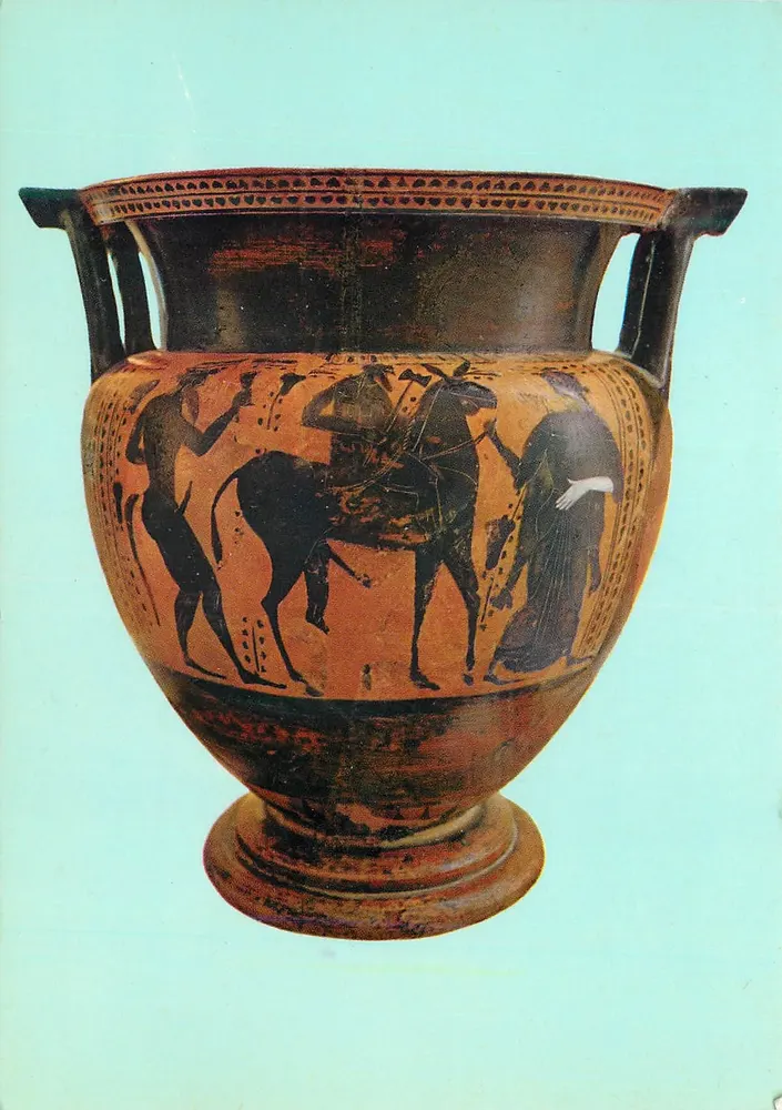 Vaso ático con figuras negras — siglo VI a.C. — Edición Gerlando di Leo, n°49 - Anverso