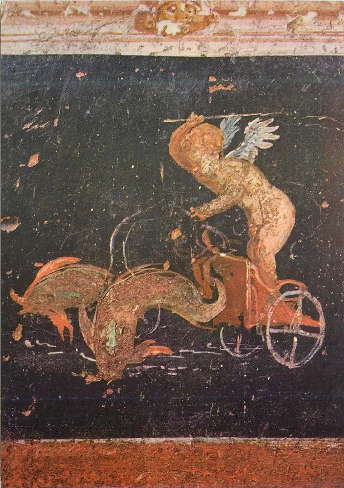 Pompeii - Casa dei Vetti - Amorino, der zwei Delphine führt - Vorderseite