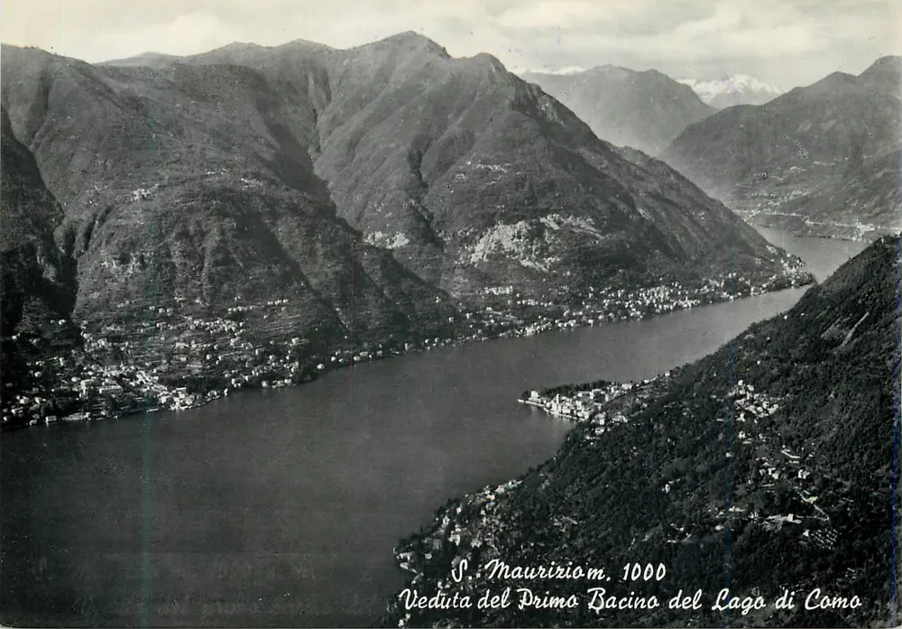 View of the first basin of Lake Como — S. Maurizio m. 1000 — Ed. I. Molinverno - Como - Front