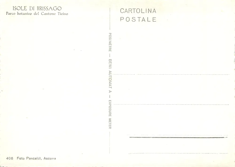 Villa Serenissima — Parc botanique des Îles de Brissago — Photo Pancaldi, Ascona - Verso