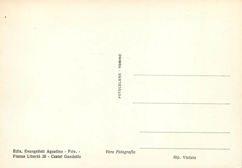 Castel Gandolfo - Palácio Pontifício — editor Ediz. Evangelisti Agostino, Piazza Libertà 29 - Verso