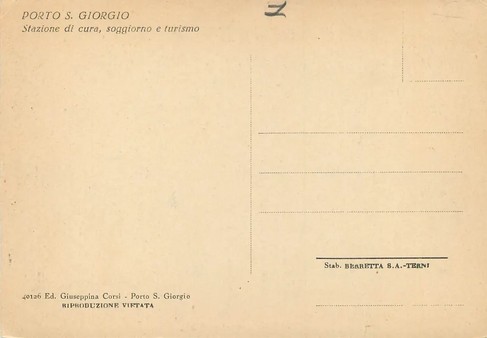 Porto S. Giorgio - Viale Adua — uitgever Giuseppina Corsi, n° 40126 - Achterkant