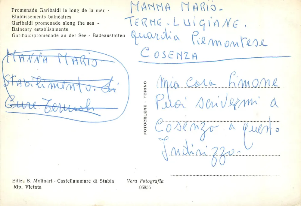 Castellammare di Stabia — Lungomare Garibaldi — Stabilimenti Balneari - Rückseite