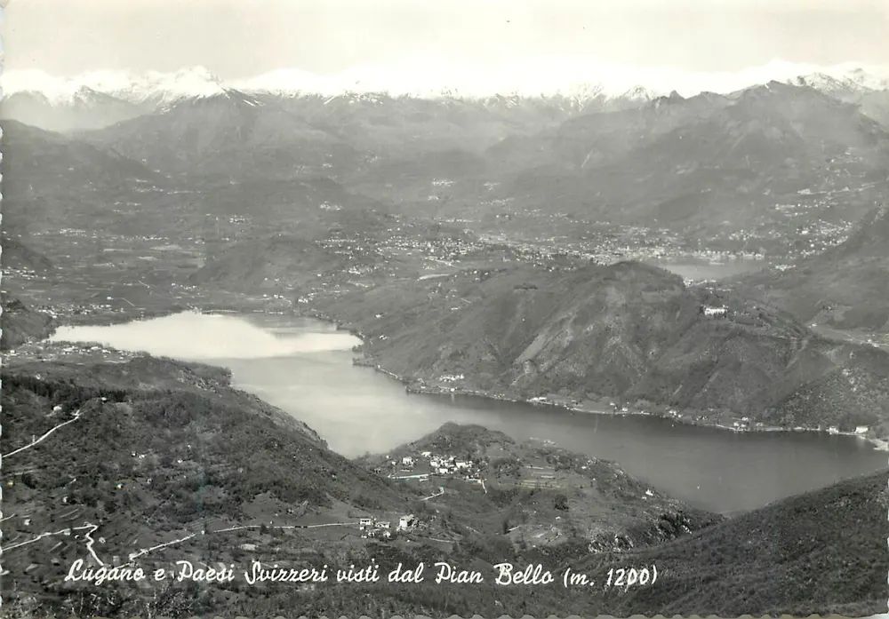 Lugano et pays suisses vus depuis le Pian Bello (m. 1200) — Ed. Gatti & Vanoni - Varese - Recto