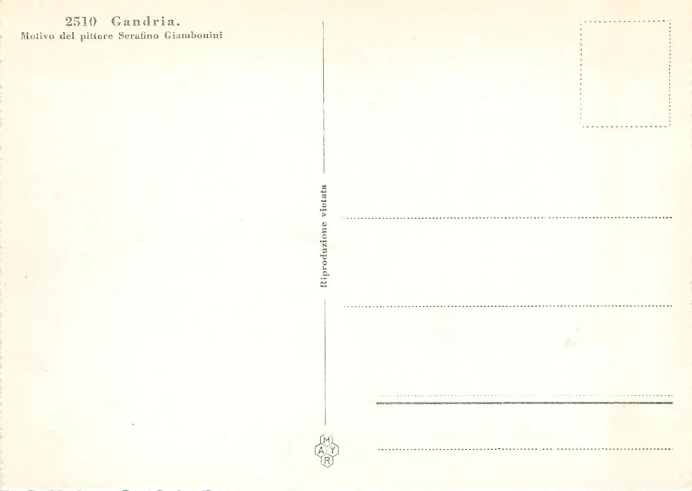 Gandria — Seenansicht mit Booten — Nachbildung des Malers Serafino Giambonini, Nr. 2510 - Rückseite