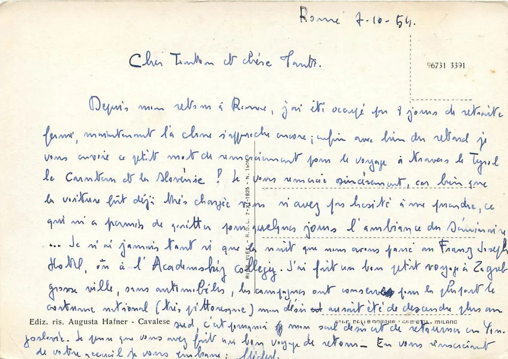Cavalese (m. 1000 s.m.) — Via della Libertà — editor Augusta Hafner, n° 7-X-1929 - Verso