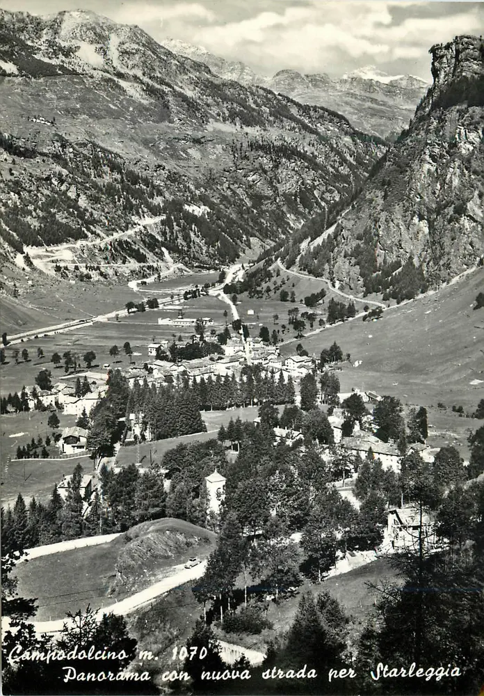 Campodolcino m. 1070 — Panorama with new road to Starleggia — Bromofotg Milano - Front