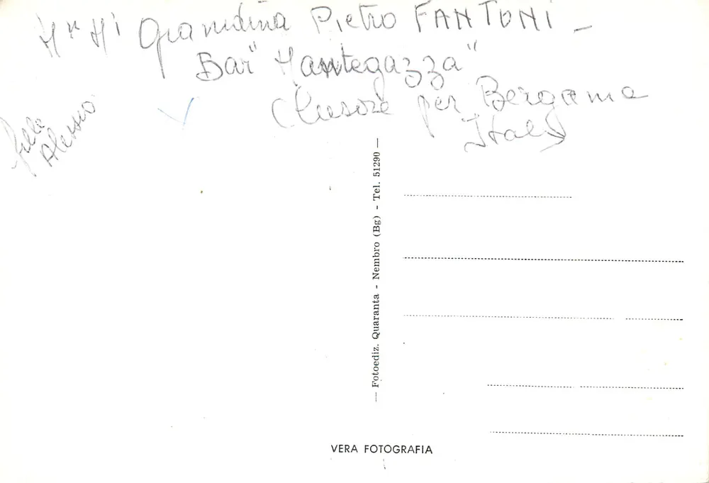 Clusone — Pasticceria Mantegazza — editor s.m. 640 - Verso