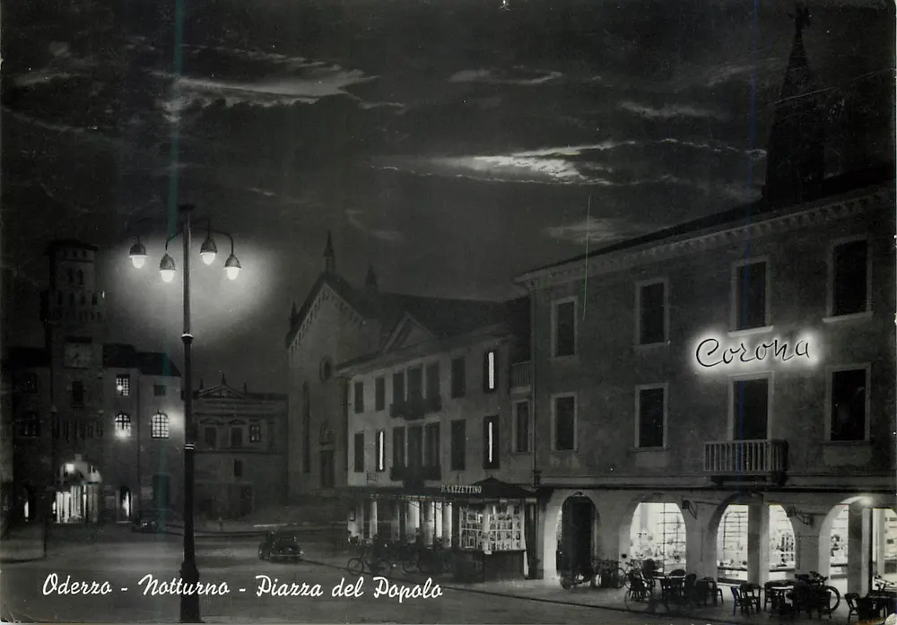 Oderzo - Notturno - Piazza del Popolo — Ed. A. Zamuner, n° 7017 - Awers