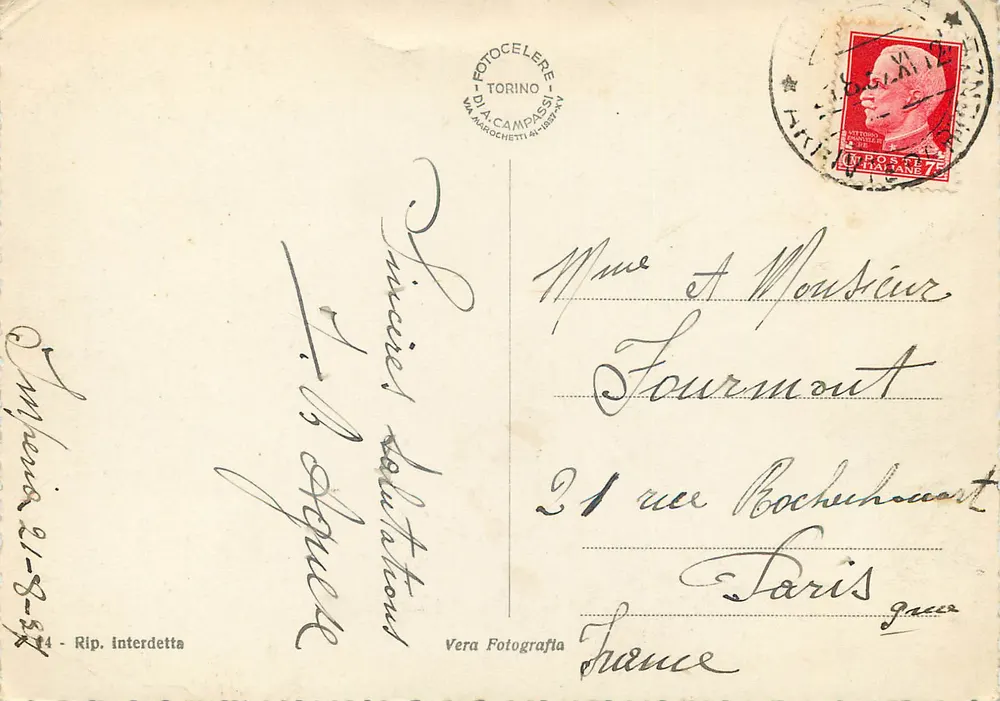 Willa Bianca w Oneglia — widok panoramiczny — wydawca Crock - Rewers