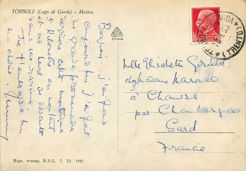 टोरबोले (लागो डी गार्डा) — मोटिवो — रिप्र. विएटाता आर.डी.एल. 7. एक्सी. 1925 - पीछे