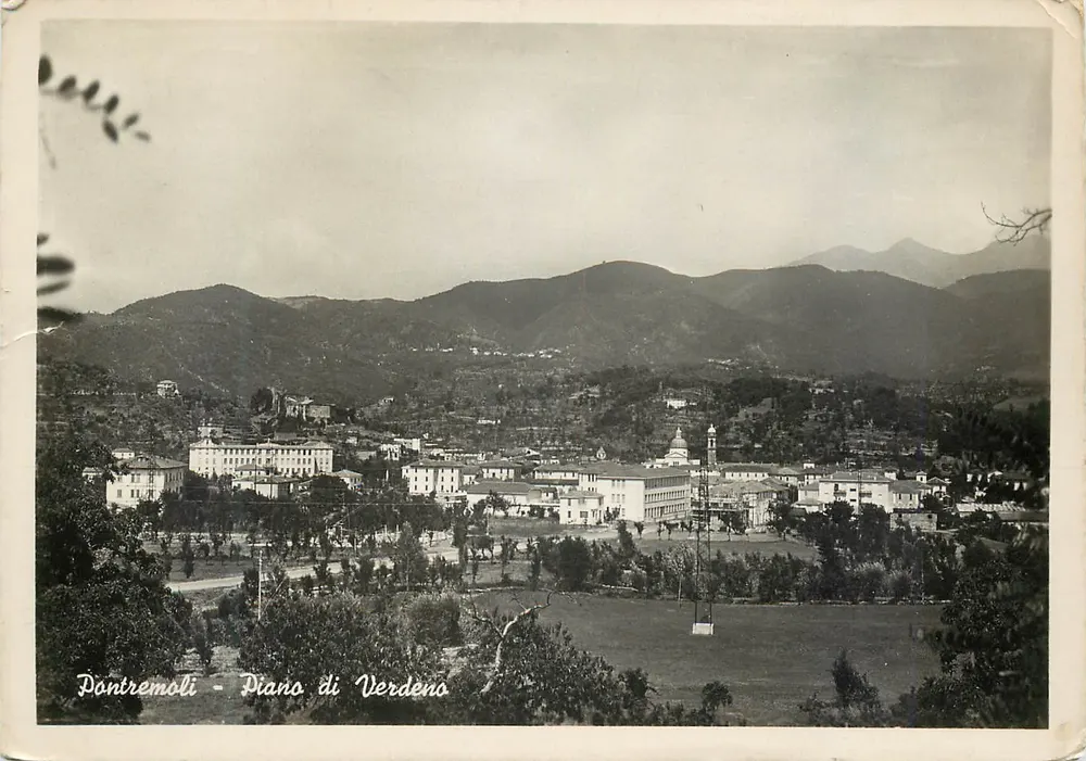 Pontremoli - Piano di Verdeno — widok panoramiczny — Wyd. Riservata Carnesecca Adolfo - Pryw. n. 3 - Awers