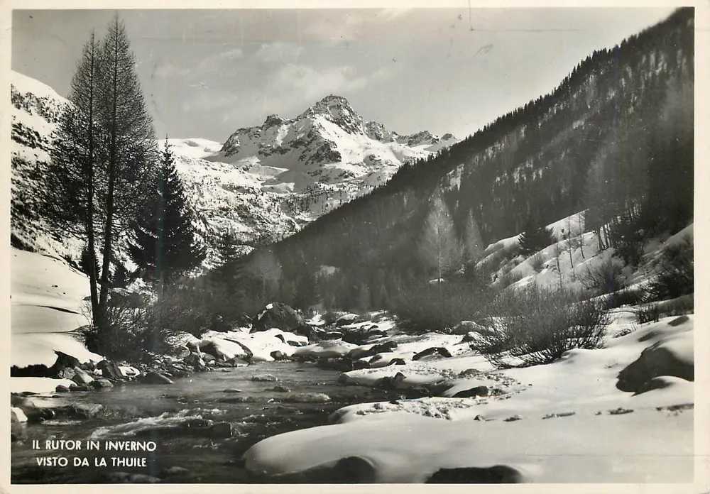 Il Rutor in inverno — vista da La Thuile — editore A.C. T. Minino - Recto