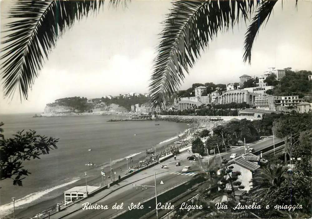 Riviera del Sole - Celle Ligure - Via Aurelia en strand — Uitgever Sirombra Giulia, n° 70773 - Voorkant