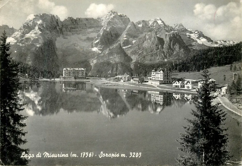 Lago di Misurina (m. 1756) — Sorapis m. 3205 — Luigi Corte, Auronzo, Dolomites - Recto