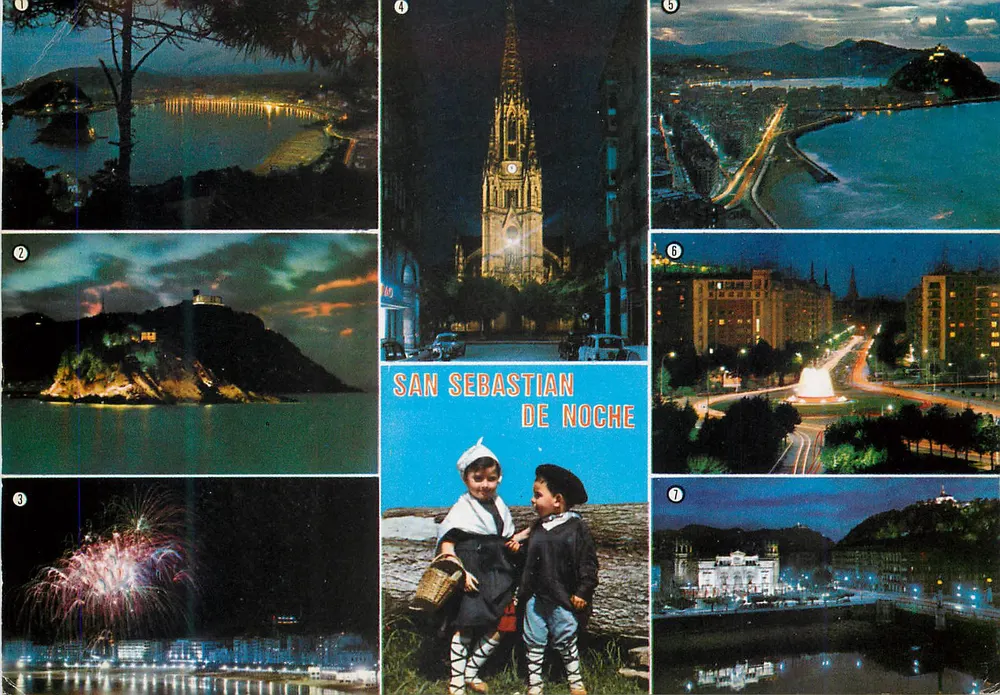 San Sebastián de Noite — vista noturna — H. Fournier, 17-Vitoria - Frente