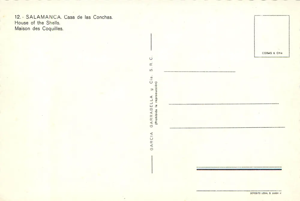 Salamanca - Casa de las Conchas — editore Garcia Garrabella y Cia. S.R.C. - Verso