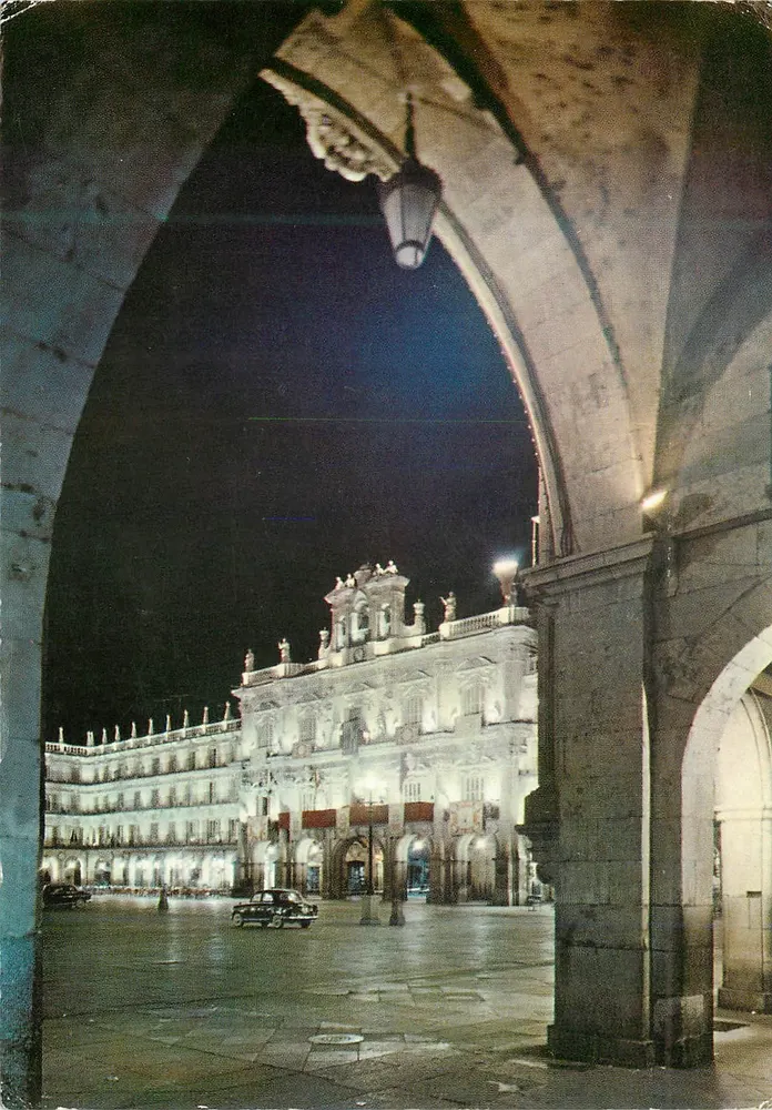 Plaza Mayor de Salamanca — beleuchtet bei Nacht — Verlag Tournier-Vitoria, Nr. 124-1963 - Vorderseite