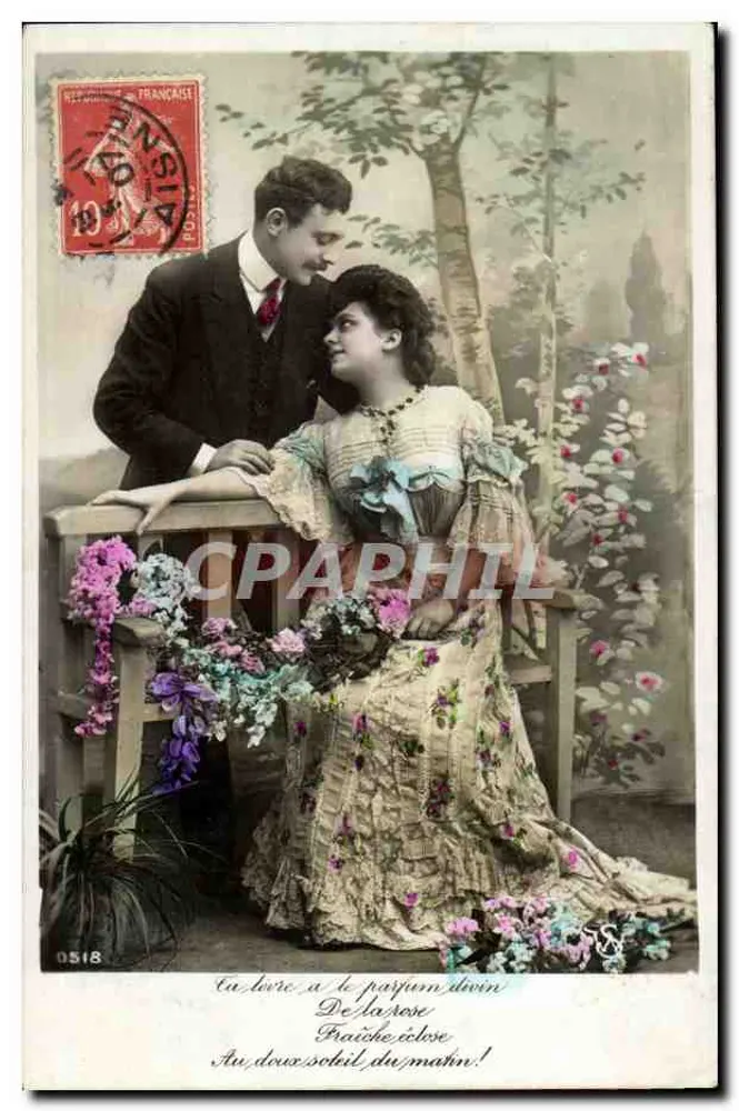 Liebendes Paar — Rosen und Blumen — Verlag: 0518 - Vorderseite