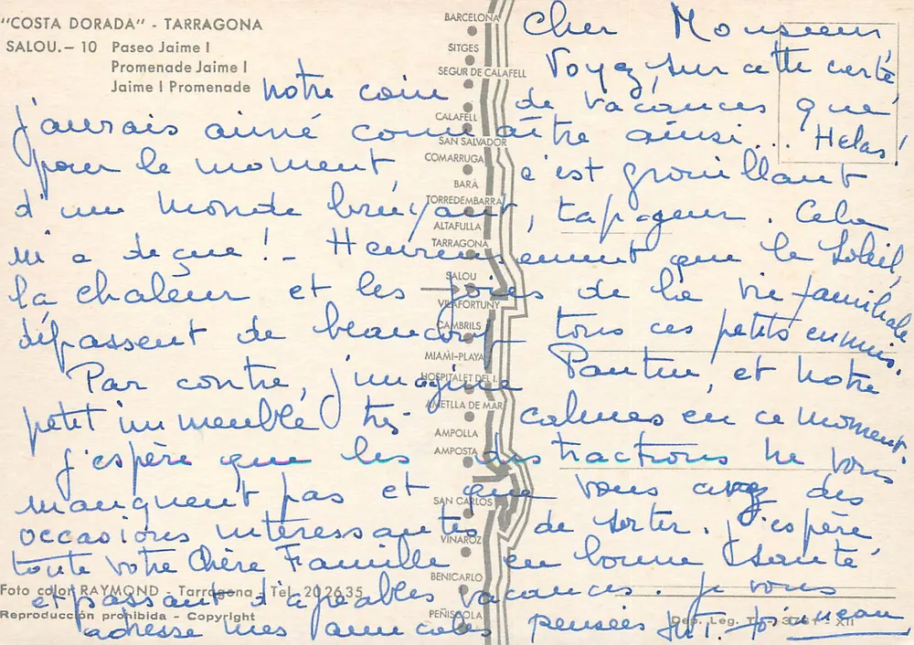 Salou — Promenade Jaime — Éditeur RAYMOND, Tarragone - Verso